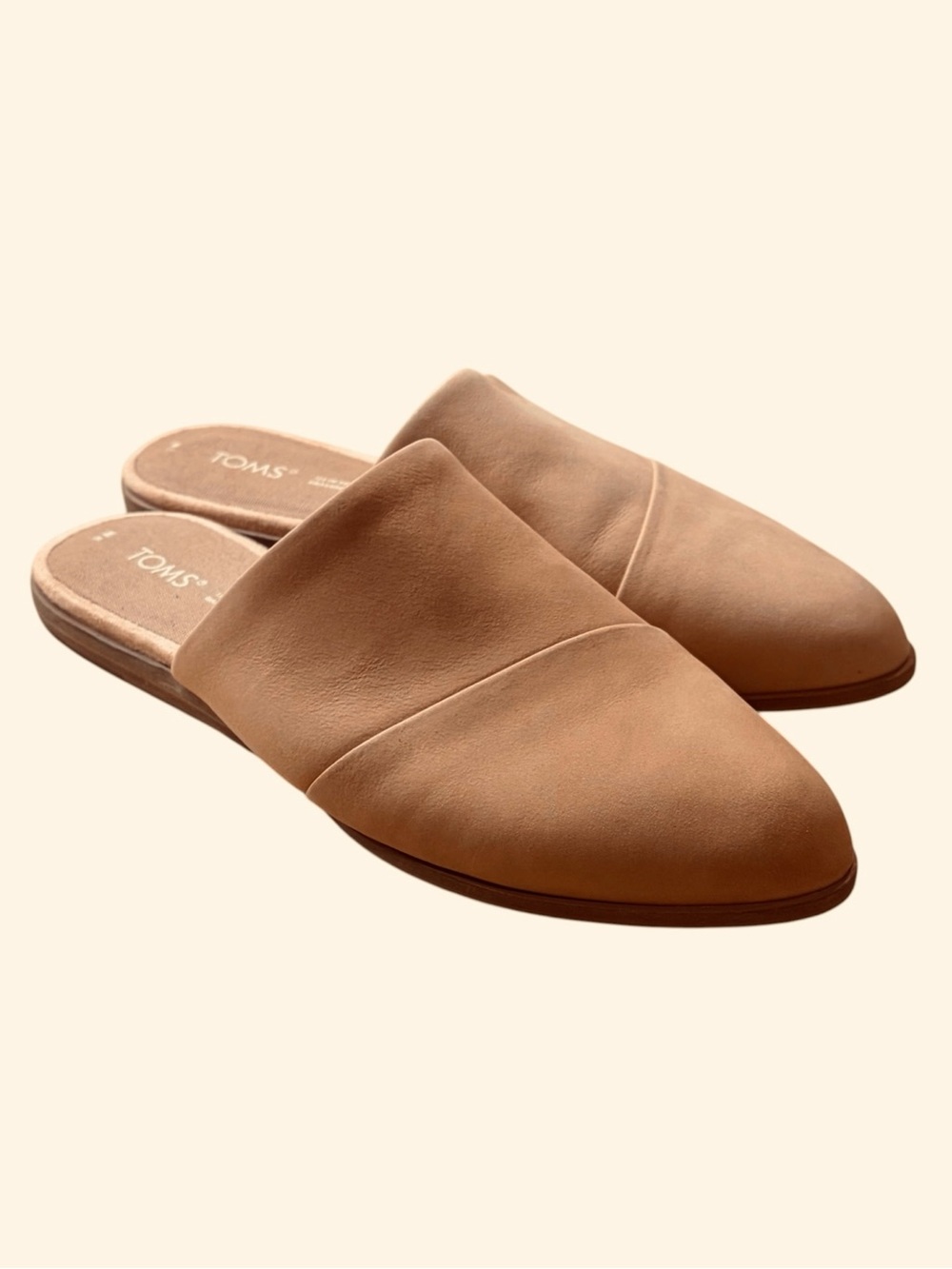 TOMS Jade Leather Mules in Beige Size 6 EUC!